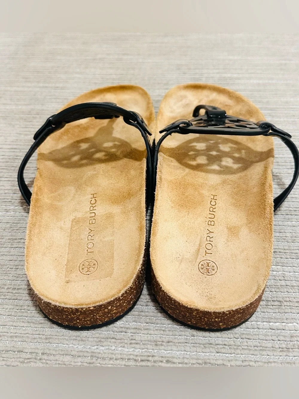 TORY BURCH Miller Cloud Sandals Perfect Black / Natural Size 10,5 M US